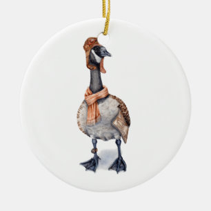 Aviator Goose Ceramic Ornament