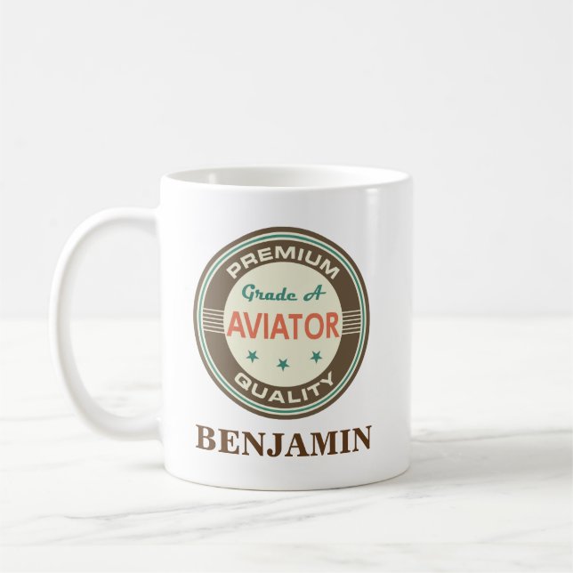 Aviator Personalized Office Mug Gift (Left)