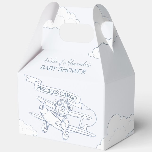Aviator Pilot Airplane Precious Cargo Baby Shower Favor Box (Front)