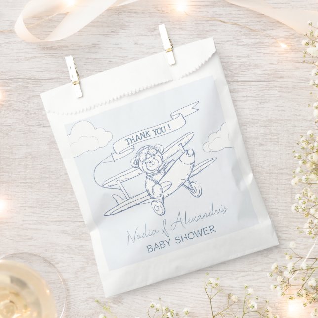 Aviator Pilot Airplane Precious Cargo Baby Shower Favour Bag (Clipped)