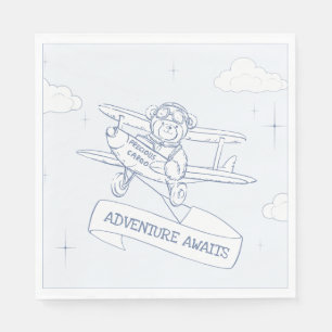 Aviator Pilot Airplane Precious Cargo Baby Shower Napkin