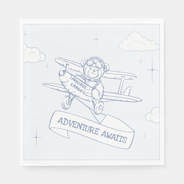 Aviator Pilot Airplane Precious Cargo Baby Shower Napkin (Front)