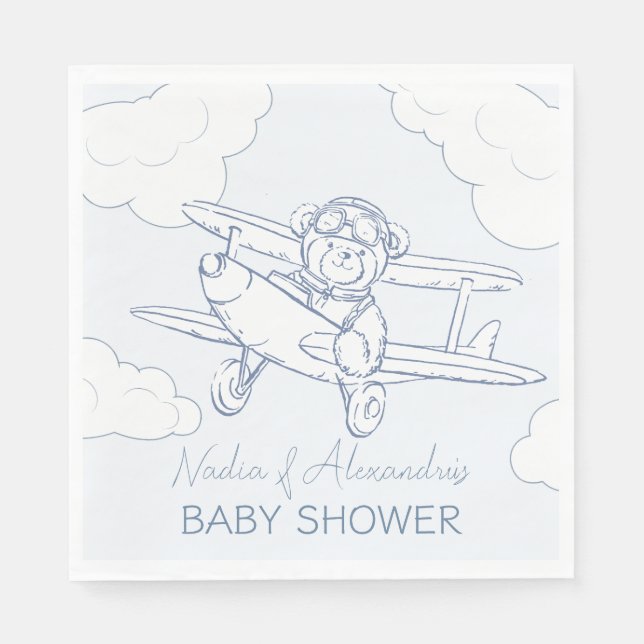 Aviator Pilot Airplane Precious Cargo Baby Shower Napkin (Front)