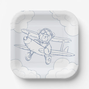 Aviator Pilot Airplane Precious Cargo Baby Shower Paper Plate