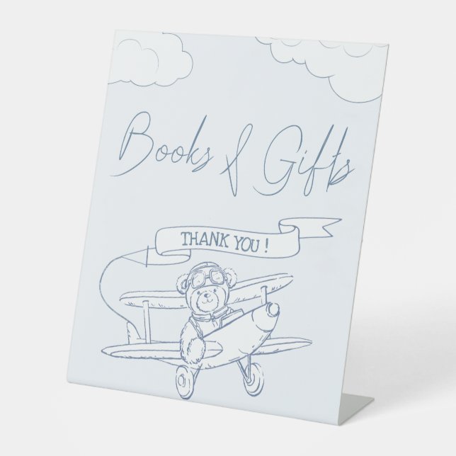 Aviator Pilot Airplane Precious Cargo Books Gifts Pedestal Sign (Front)