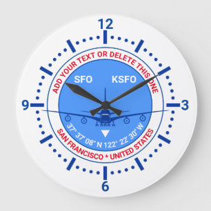 Aviator, Pilot, Traveller Tourist Customizable Large Clock