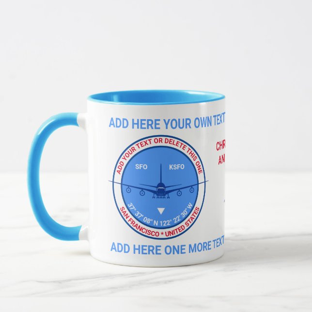 Aviator, Pilot, Traveller Tourist Customizable Mug (Left)