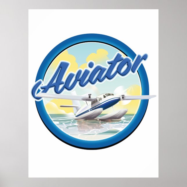Aviator sea plane blue logo poster (Front)