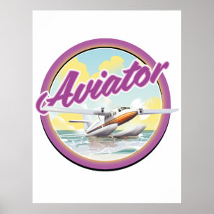 Aviator sea plane logo poster