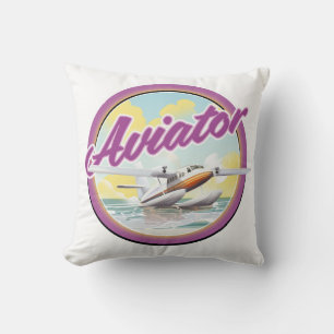Aviator sea plane logo throw pillow