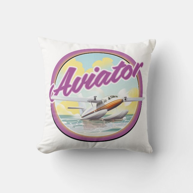 Aviator sea plane logo throw pillow (Front)