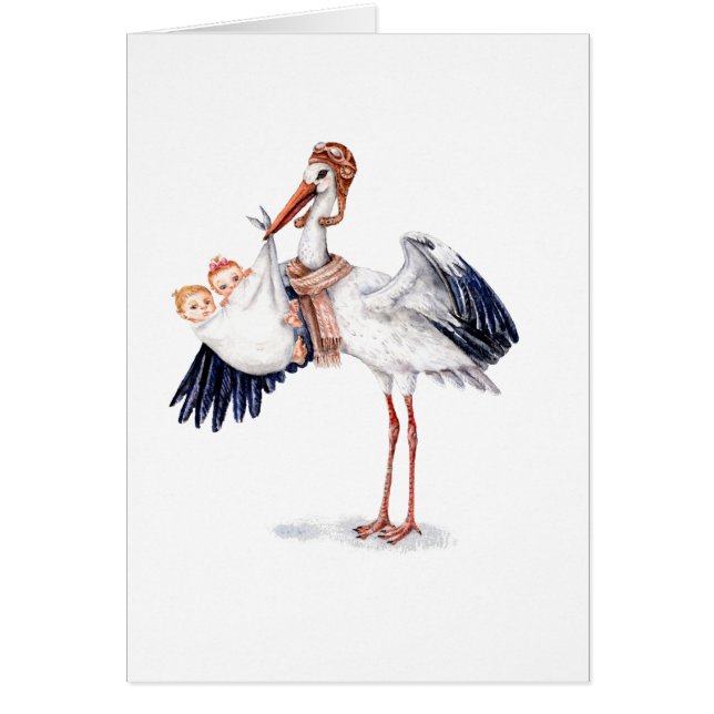 Aviator Stork Carrying Twins (Front)