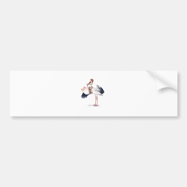 Aviator Stork Carrying Twins Bumper Sticker (Front)