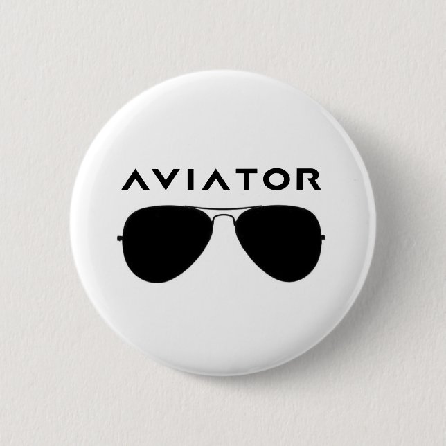 Aviator SUnglasses Silhouette 2 Inch Round Button (Front)
