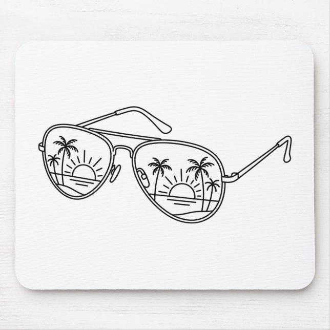 Aviator Sunglasses Sunset Reflection Mouse Pad (Front)