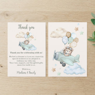 Aviator Teddy Bear Baby Shower Thank You Card
