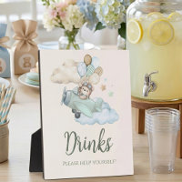 Aviator Teddy Bear Beverage Station Sign