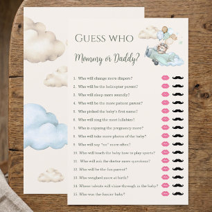 Aviator Teddy Bear Mommy or Daddy Baby Shower Game