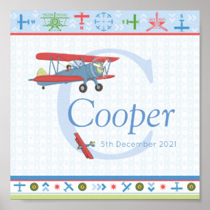 Aviator Vintage Aeroplane Personalised Name Poster