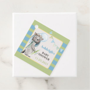 Aviator Wolf, Striped Baby Shower Favour Tags
