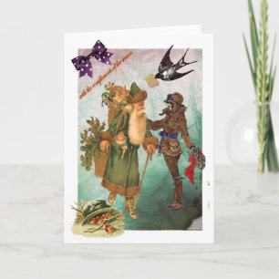 aviatrix collaged steampunk xmas card