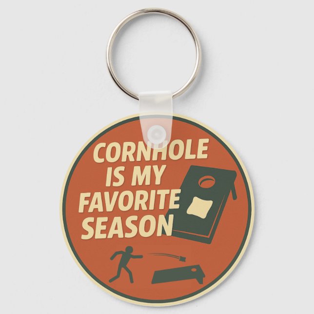 Avid Cornhole Player Humour Keychain (Front)