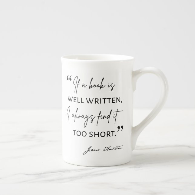 Avid Reader II - Jane Austen Quote Bone China Mug (Right)