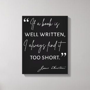 Avid Reader II - Jane Austen Quote Canvas Print