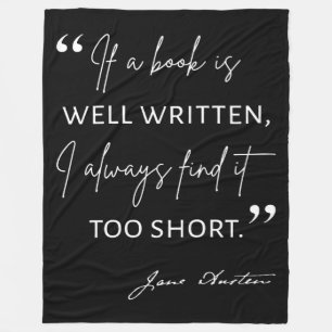 Avid Reader II - Jane Austen Quote Fleece Blanket