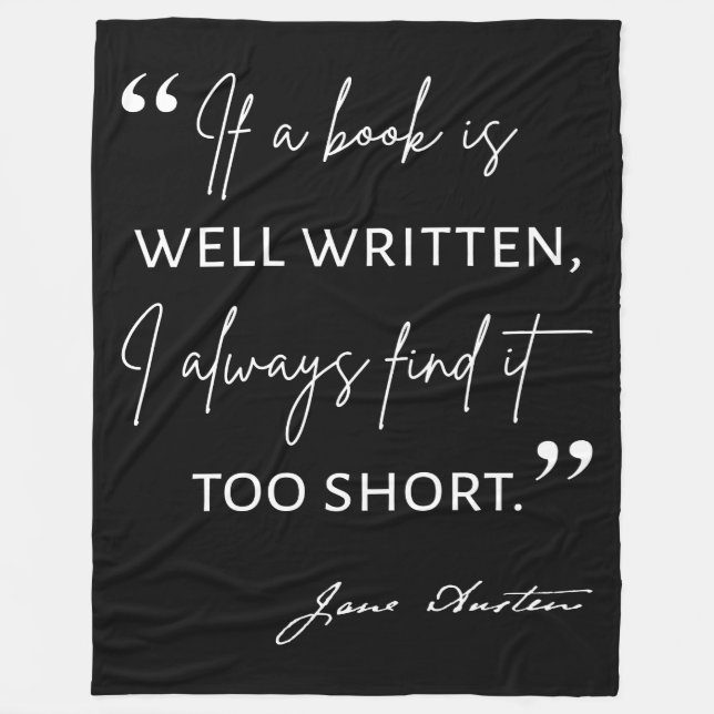 Avid Reader II - Jane Austen Quote Fleece Blanket (Front)