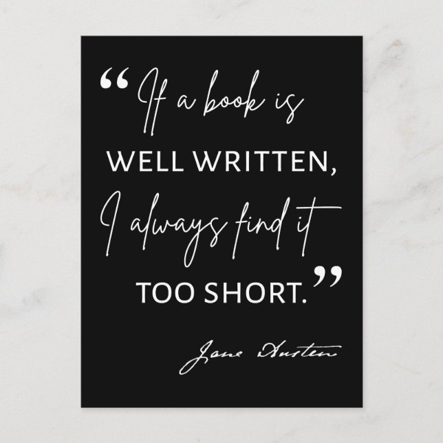 Avid Reader II - Jane Austen Quote Postcard (Front)