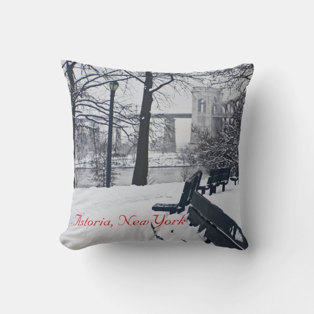 "AView of The Hell Gate Bridge" Astoria, NY Pillow (Front)