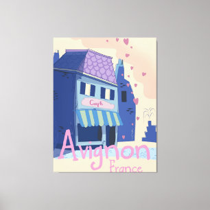 Avignon France cartoon travel poster Canvas Print
