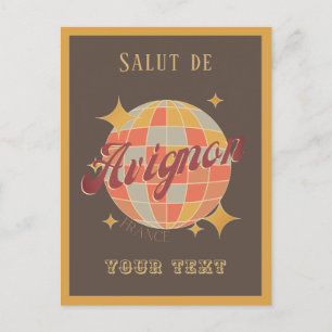 Avignon France salut Retro Vintage brown Postcard