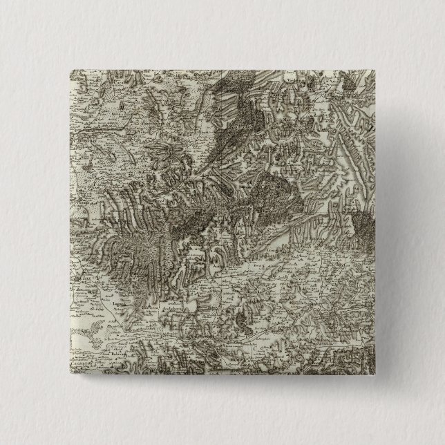 Avignon, Orange 2 Inch Square Button (Front)