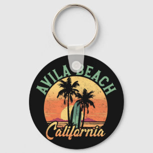 Avila Beach California Retro Surfer Vintage Beach Keychain