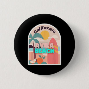 Avila Beach Retro Pastel Colours Palm Trees Sun An 2 Inch Round Button