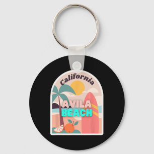 Avila Beach Retro Pastel Colours Palm Trees Sun An Keychain