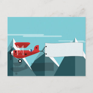 Avion avec bannière - Carte postale avec place de