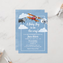 Avion Aventure bébé garçon douche Invitation