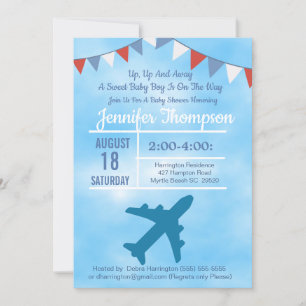 Avion Baby Boy Shower Invitation