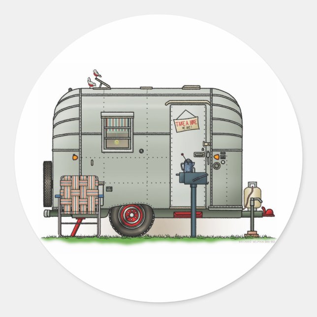 Avion Camper Trailer Classic Round Sticker (Front)