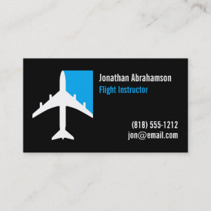 Avion Cartes de visite de pilote noir bleu et blan