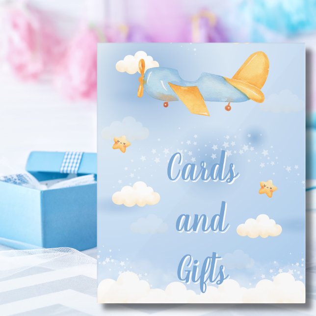 Avion, Nuages & Etoiles, Bleu, Bébé garçon, mignon (Créateur téléchargé)