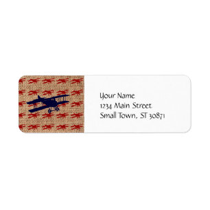 Avion propulseur de biplane vintage sur Burlap Imp