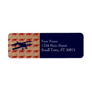 Avion propulseur de biplane vintage sur Burlap Imp