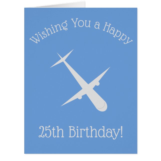 Avion sur carte d'anniversaire personnalisée bleue (Devant)