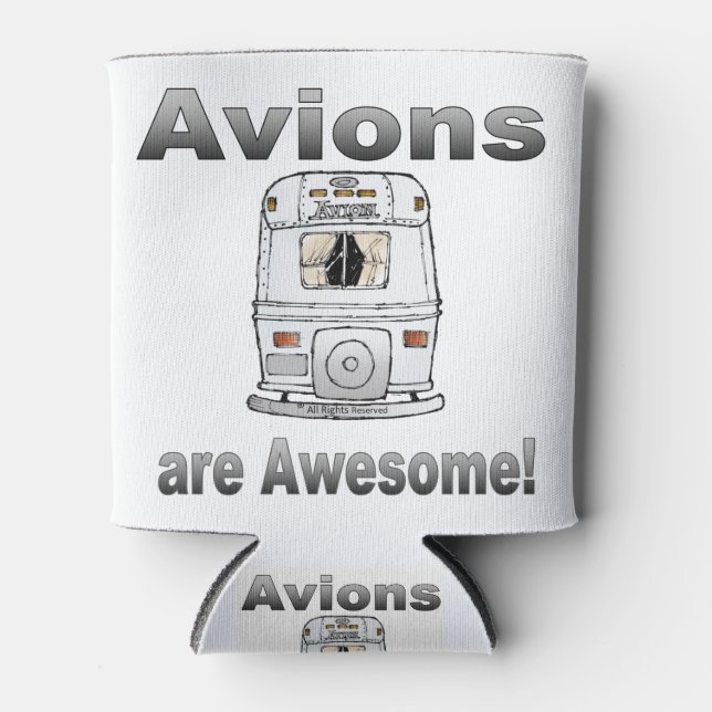 Avions are Awesome-rear-GrayGradient Can Cooler (Front)