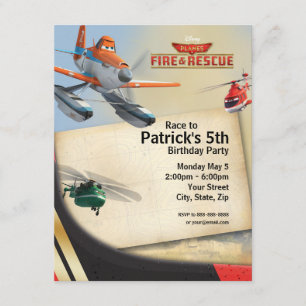 Avions Incendie et Secourt Invitation Anniversaire