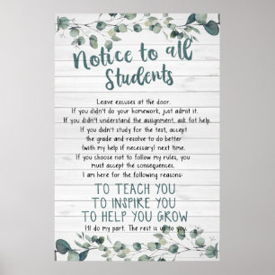 Avis À Tous Les Étudiants Poster Pour La Salle De 